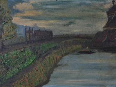 Landschaft am Niederrhein : Öl auf Holz
