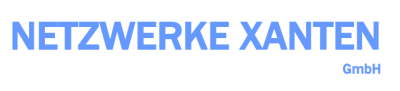 Logo der Netzwerke Xanten GmbH, der Firmenname ist als blauer Schriftzug dargestellt