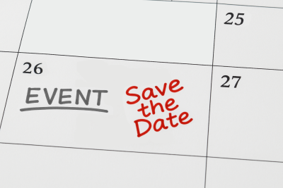 Kalenderausschnitt mit dem Schriftzug "Event Save the Date"